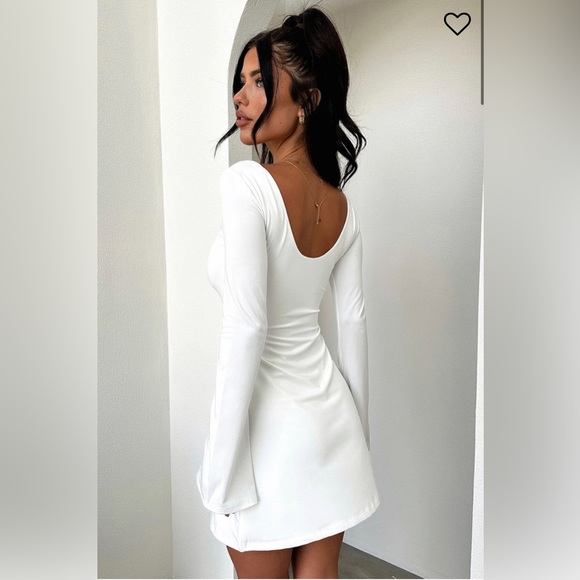 White Mini Dress with Bell sleeves - Picture 2 of 2